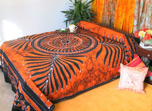 Hand Painted Batik Bedspread from India
