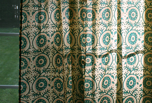 Hand Block Printed Cotton Window Panels from India