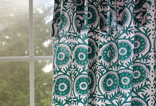 Hand Block Printed Cotton Window Panels from India